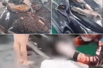 Isang SUV ang nabagsakan ng malaki at mabigat na bahagi ng konkretong materyal habang dumaraan sa ilalim ng NAIA Expressway sa Barangay Tambo, Parañaque.