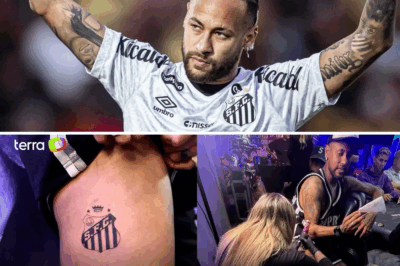 Neymar surpreende e eterniza o amor pelo Santos com nova tatuagem na perna